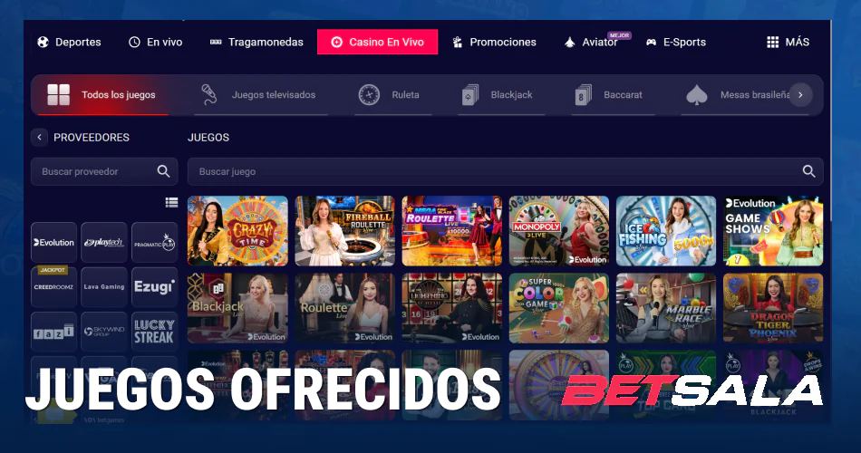 Juegos de casino Betsala